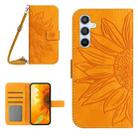 For Samsung Galaxy S24 FE Skin Feel Sun Flower Embossed Flip Leather Phone Case with Lanyard(Yellow) - 1