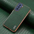For Samsung Galaxy S21 FE 5G AZNS Electroplated Frame Crocodile Texture Full Coverage Phone Case(Green) - 2