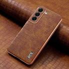 For Samsung Galaxy S22+ 5G AZNS Electroplated Frame Crocodile Texture Full Coverage Phone Case(Brown) - 2