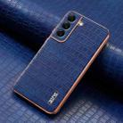 For Samsung Galaxy S22+ 5G AZNS Electroplated Frame Crocodile Texture Full Coverage Phone Case(Blue) - 2