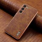 For Samsung Galaxy S23 5G AZNS Electroplated Frame Crocodile Texture Full Coverage Phone Case(Brown) - 2