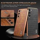 For Samsung Galaxy S23 5G AZNS Electroplated Frame Crocodile Texture Full Coverage Phone Case(Brown) - 3