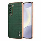 For Samsung Galaxy S23 5G AZNS Electroplated Frame Crocodile Texture Full Coverage Phone Case(Green) - 1