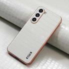 For Samsung Galaxy S23 5G AZNS Electroplated Frame Crocodile Texture Full Coverage Phone Case(White) - 2