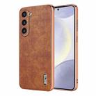 For Samsung Galaxy S23+ 5G AZNS Electroplated Frame Crocodile Texture Full Coverage Phone Case(Brown) - 1