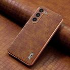 For Samsung Galaxy S23+ 5G AZNS Electroplated Frame Crocodile Texture Full Coverage Phone Case(Brown) - 2