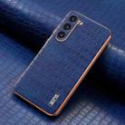 For Samsung Galaxy S23+ 5G AZNS Electroplated Frame Crocodile Texture Full Coverage Phone Case(Blue) - 2