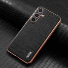 For Samsung Galaxy S25 5G AZNS Electroplated Frame Crocodile Texture Full Coverage Phone Case(Black) - 2