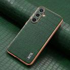 For Samsung Galaxy S25 5G AZNS Electroplated Frame Crocodile Texture Full Coverage Phone Case(Green) - 2