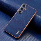 For Samsung Galaxy S25 5G AZNS Electroplated Frame Crocodile Texture Full Coverage Phone Case(Blue) - 2