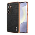 For Samsung Galaxy S25+ 5G AZNS Electroplated Frame Crocodile Texture Full Coverage Phone Case(Black) - 1