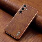 For Samsung Galaxy S25+ 5G AZNS Electroplated Frame Crocodile Texture Full Coverage Phone Case(Brown) - 2