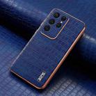 For Samsung Galaxy S25 Ultra 5G AZNS Electroplated Frame Crocodile Texture Full Coverage Phone Case(Blue) - 2