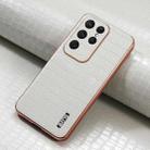 For Samsung Galaxy S25 Ultra 5G AZNS Electroplated Frame Crocodile Texture Full Coverage Phone Case(White) - 2