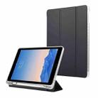 For iPad Air / Air 2 / 9.7 2017 / 2018 Carbon Fiber Clear Acrylic 3-Fold Leather Tablet Case(Dark Blue) - 1
