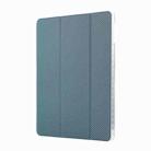 For iPad Air / Air 2 / 9.7 2017 / 2018 Carbon Fiber Clear Acrylic 3-Fold Leather Tablet Case(Blue) - 2