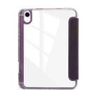 For iPad mini 6 Carbon Fiber Clear Acrylic 3-Fold Leather Tablet Case(Purple) - 3