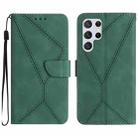 For Samsung Galaxy S25 Ultra 5G Stitching Embossed Leather Phone Case(Green) - 1