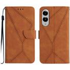 For Samsung Galaxy S25 Edge 5G Stitching Embossed Leather Phone Case(Brown) - 1