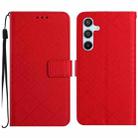For Samsung Galaxy S25 5G Rhombic Grid Texture Leather Phone Case(Red) - 1