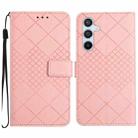 For Samsung Galaxy S25 5G Rhombic Grid Texture Leather Phone Case(Pink) - 1