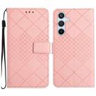 For Samsung Galaxy S25+ 5G Rhombic Grid Texture Leather Phone Case(Pink) - 1