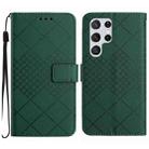 For Samsung Galaxy S25 Ultra 5G Rhombic Grid Texture Leather Phone Case(Green) - 1