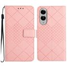 For Samsung Galaxy S25 Edge 5G Rhombic Grid Texture Leather Phone Case(Pink) - 1