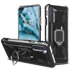 For OnePlus Nord Carbon Fiber Protective Case with 360 Degree Rotating Ring Holder(Black) - 1