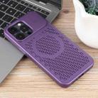 For iPhone 15 Pro Max Pure Color Honeycomb Aromatherapy MagSafe Phone Case(Purple) - 2