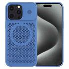 For iPhone 15 Pro Max Pure Color Honeycomb Aromatherapy MagSafe Phone Case(Blue) - 1