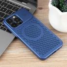 For iPhone 15 Pro Max Pure Color Honeycomb Aromatherapy MagSafe Phone Case(Blue) - 2