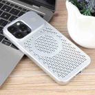 For iPhone 15 Pro Pure Color Honeycomb Aromatherapy MagSafe Phone Case(Silver) - 2