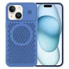 For iPhone 15 Plus Pure Color Honeycomb Aromatherapy MagSafe Phone Case(Blue) - 1