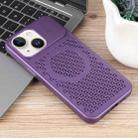 For iPhone 15 Pure Color Honeycomb Aromatherapy MagSafe Phone Case(Purple) - 2