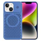 For iPhone 14 Plus Pure Color Honeycomb Aromatherapy MagSafe Phone Case(Blue) - 1