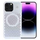 For iPhone 14 Pro Max Pure Color Honeycomb Aromatherapy MagSafe Phone Case(Silver) - 1