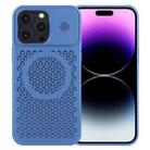 For iPhone 14 Pro Max Pure Color Honeycomb Aromatherapy MagSafe Phone Case(Blue) - 1