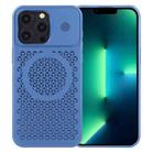 For iPhone 13 Pro Max Pure Color Honeycomb Aromatherapy MagSafe Phone Case(Blue) - 1