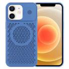 For iPhone 12 Pure Color Honeycomb Aromatherapy MagSafe Phone Case(Blue) - 1