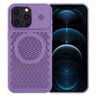 For iPhone 12 Pro Max Pure Color Honeycomb Aromatherapy MagSafe Phone Case(Purple) - 1