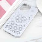 For iPhone 16 Pro Max Pure Color Honeycomb Aromatherapy MagSafe Phone Case(Silver) - 2