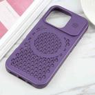 For iPhone 16 Pro Max Pure Color Honeycomb Aromatherapy MagSafe Phone Case(Purple) - 2