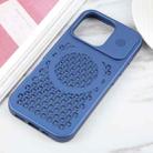 For iPhone 16 Pro Pure Color Honeycomb Aromatherapy MagSafe Phone Case(Blue) - 2