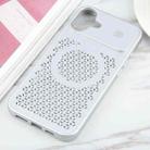 For iPhone 16 Plus Pure Color Honeycomb Aromatherapy MagSafe Phone Case(Silver) - 2