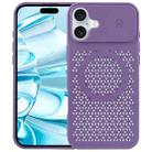 For iPhone 16 Plus Pure Color Honeycomb Aromatherapy MagSafe Phone Case(Purple) - 1