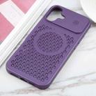 For iPhone 16 Plus Pure Color Honeycomb Aromatherapy MagSafe Phone Case(Purple) - 2