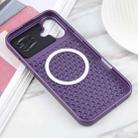 For iPhone 16 Plus Pure Color Honeycomb Aromatherapy MagSafe Phone Case(Purple) - 3