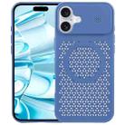 For iPhone 16 Plus Pure Color Honeycomb Aromatherapy MagSafe Phone Case(Blue) - 1