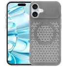For iPhone 16 Pure Color Honeycomb Aromatherapy MagSafe Phone Case(Silver) - 1